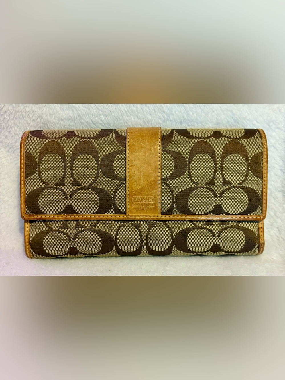 Coach Signature Jacquard Continental Wallet with Removable Check Cover